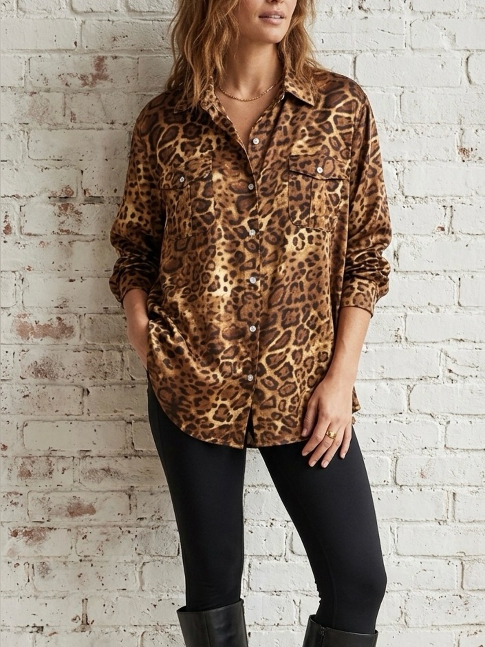 Ruby Rd. Leopard Print Satin Crop Jacket - Brown